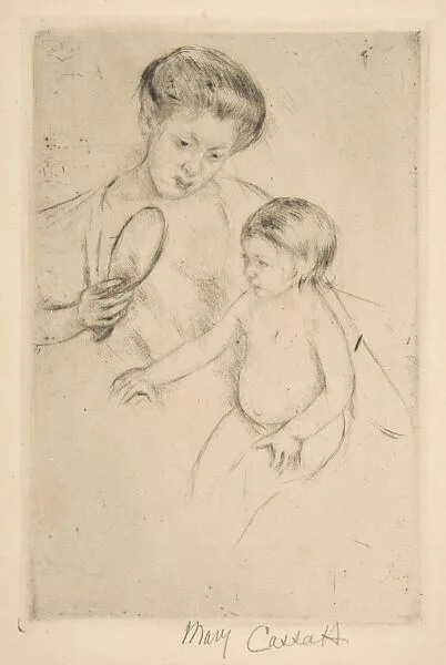 Looking into the Hand Mirror (No. 1) — Mary Cassatt|Eugène Delâtre