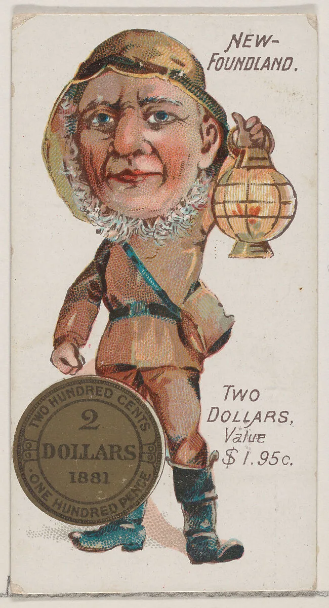 Newfoundland, Two Dollars, from the series Coins of All Nations (N72, variation 1) for Duke brand cigarettes — W. Duke, Sons & Co.