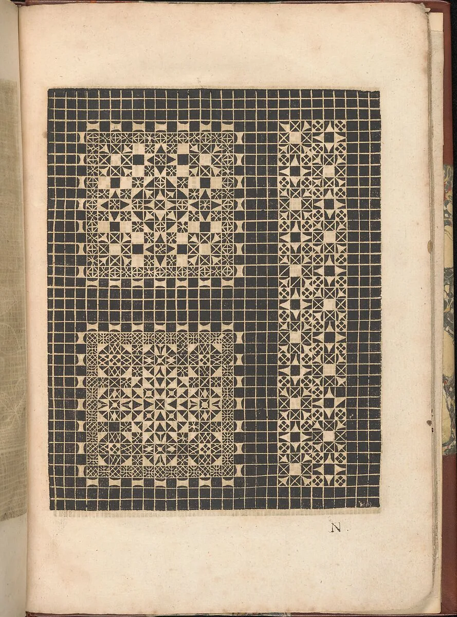 Les Secondes Oeuvres, et Subtiles Inventions De Lingerie du Seigneur Federic de Vinciolo Venitien, page 49 (recto) — Federico de Vinciolo|Jean Le Clerc|Catherine de Bourbon