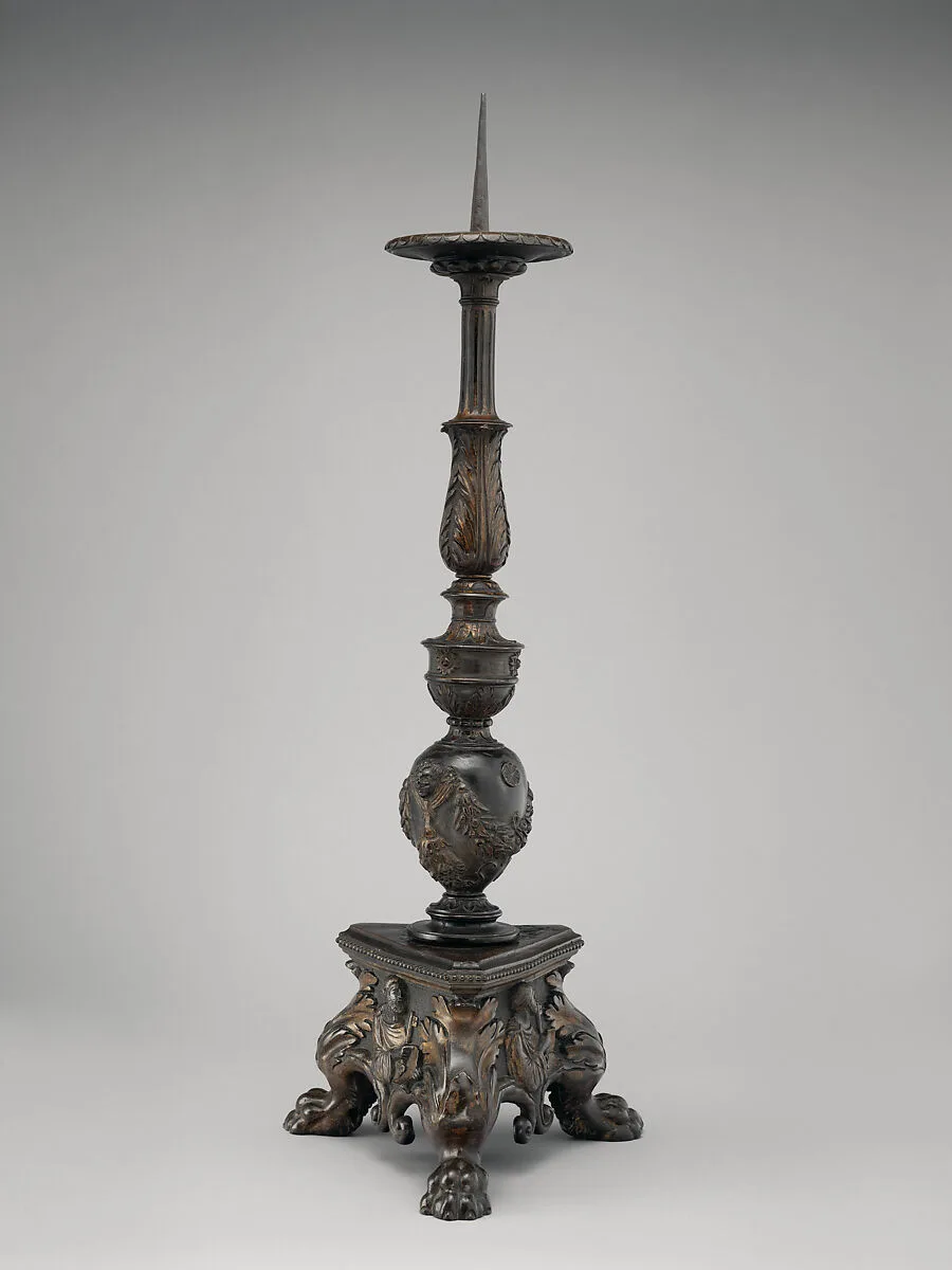Altar candlestick with busts in relief of Saints Peter and Paul (one of a pair) — Vincenzo Grandi|Gian Gerolamo Grandi