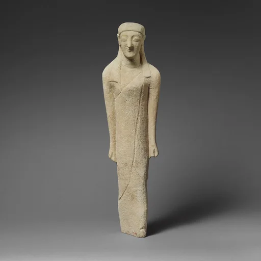 Limestone statuette of a beardless male votary in Greek dress