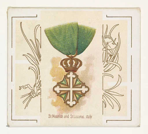 Saint Maurice and Saint Lazarus, Italy, from the World's Decorations series (N44) for Allen & Ginter Cigarettes