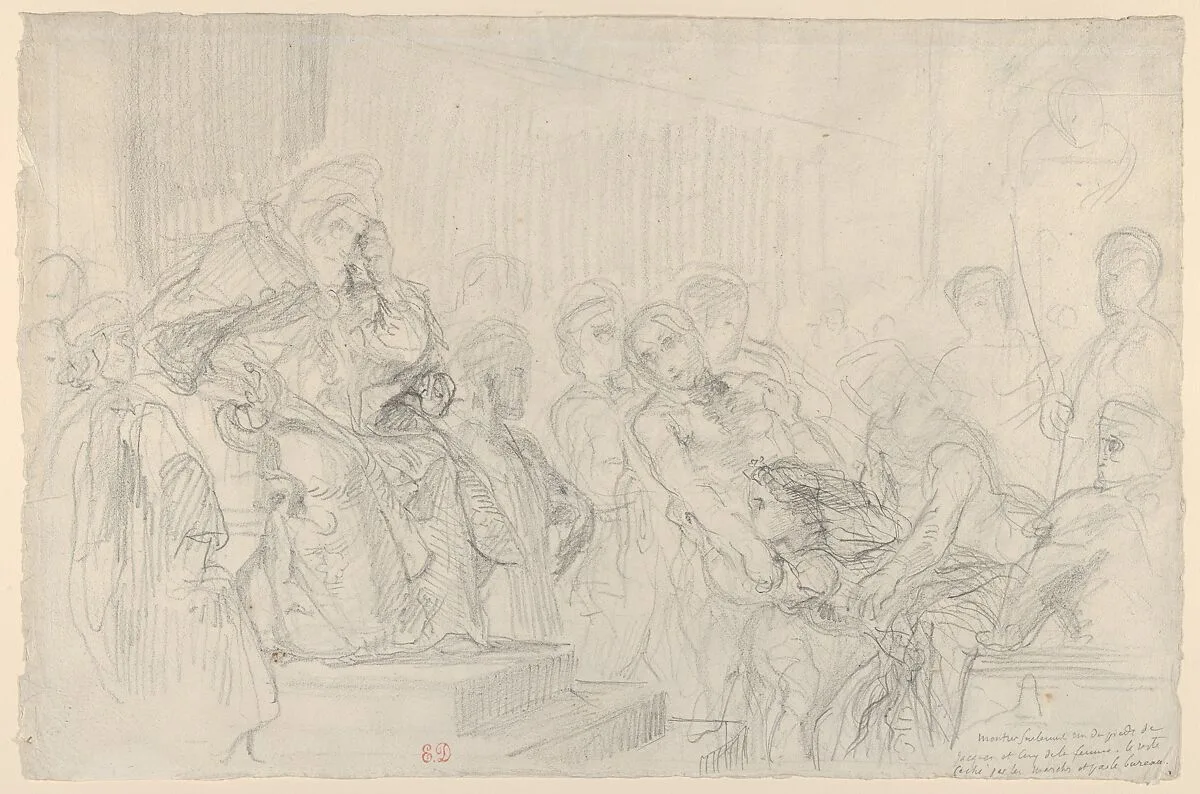 Study of Jacopo Brought before His Father, the Doge, for "The Two Foscari" — Eugène Delacroix