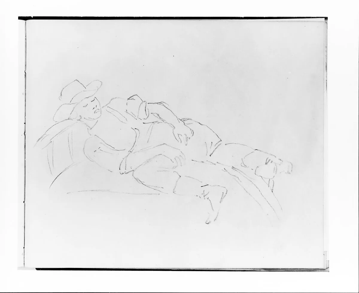 Man Sleeping in a Rowboat (from Sketchbook) — Francis William Edmonds