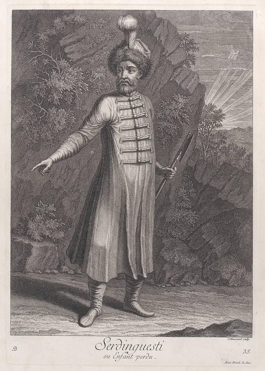 Serdinguesti, ou enfant perdu, plate 35 from "Recueil de cent estampes représentent differentes nations du Levant" — Jacques le Hay|Jean-Baptiste Haussard|Jean Baptiste Vanmour