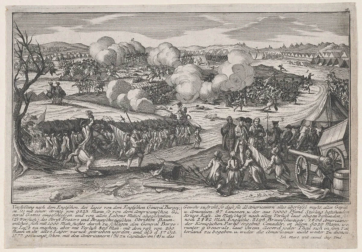 Battle of Saratoga, September 19, 1777 — Johann Martin Will|Horatio Gates|General John Burgoyne