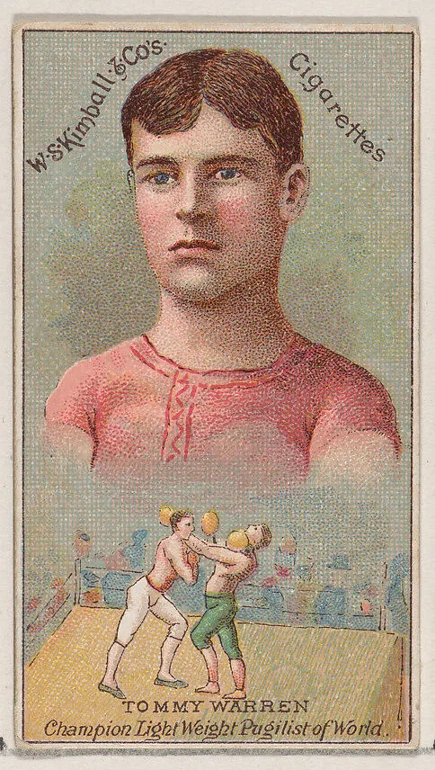 Tommy Warren, Champion Light Weight Pugilist of the World, from the Champions of Games and Sports series (N184, Type 1) issued by W.S. Kimball & Co. — W.S. Kimball & Co.