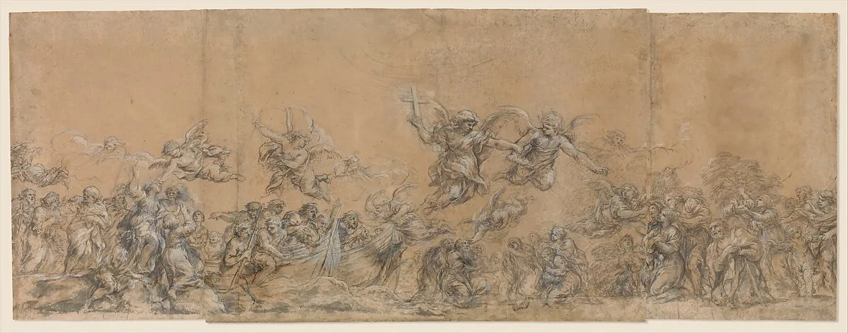 Study for Angels Sealing the Foreheads of the Children of Israel in Saint Peter's Basilica — Pietro da Cortona (Pietro Berrettini)