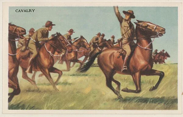 Cavalry, bakery card from the National Defense series (D59), issued by Bell Bakeries, Inc. — Bell Bakeries, Inc.
