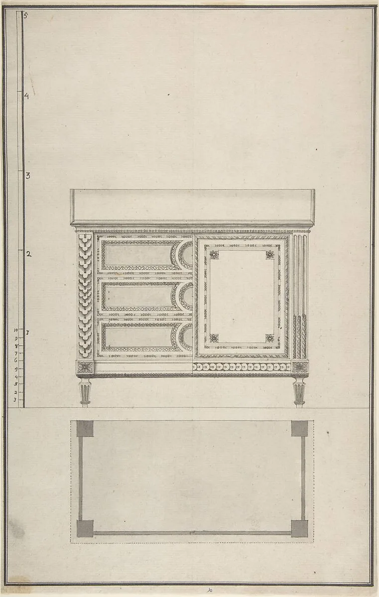 Design for a Chest of Drawers — Anonymous, French, 18th century