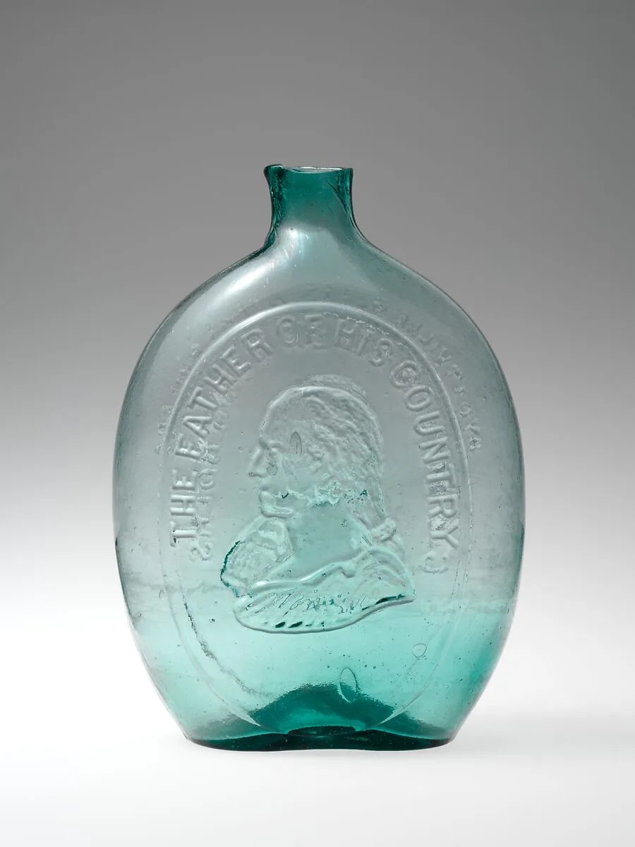 Figured flask — Dyottville Glass Works