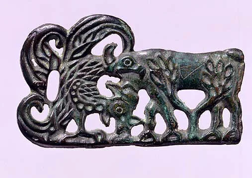 搏羊紋青銅帶扣|Belt Buckle with Raptor Attacking a Goat