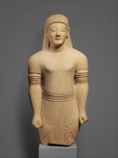 Limestone male figure in Egyptian dress
