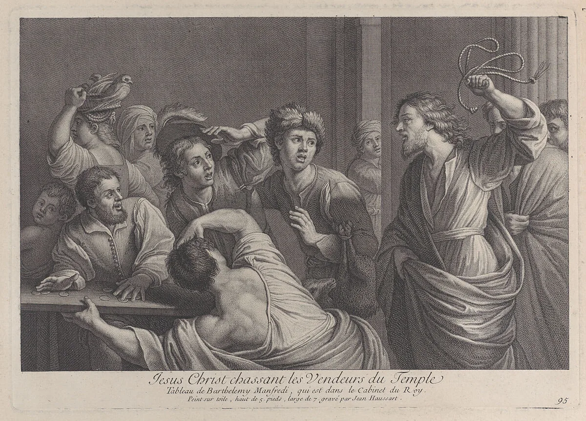 Christ driving the merchants from the temple — Bartolomeo Manfredi|Jean-Baptiste Haussard