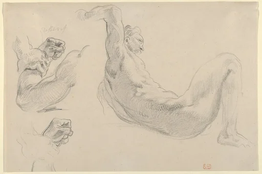 Studies of a Fallen Male Nude for "Hercules and the Horses of Diomedes"