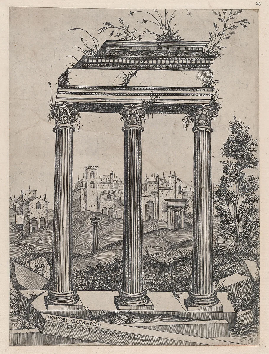 Speculum Romanae Magnificentiae: Temple of Antoninus and Faustina — Agostino Veneziano (Agostino dei Musi)|Antonio Salamanca