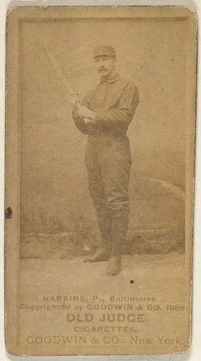 Harkins, Pitcher, Baltimore Orioles, from the Old Judge series (N172) for Old Judge Cigarettes