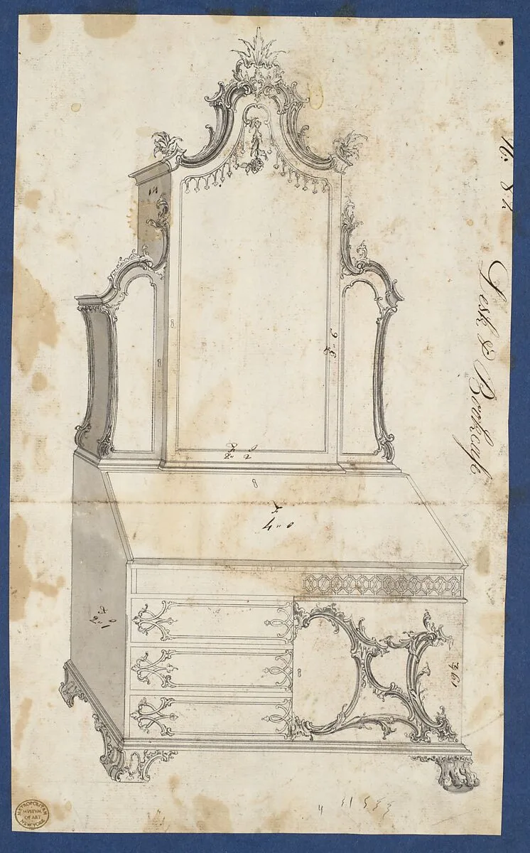 Desk and Bookcase, from Chippendale Drawings, Vol. II — Thomas Chippendale