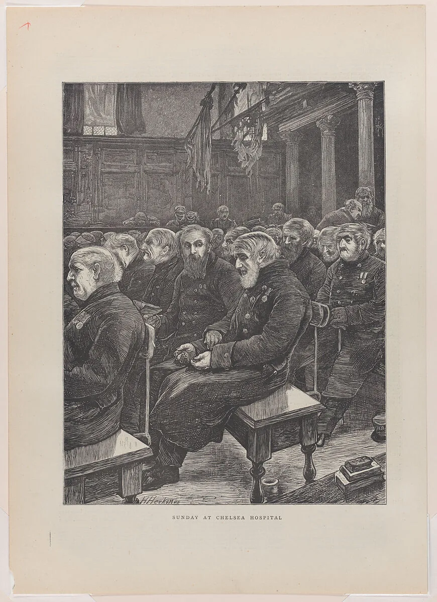Sunday at Chelsea Hospital, from "The Graphic," vol. 3 — Sir Hubert von Herkomer