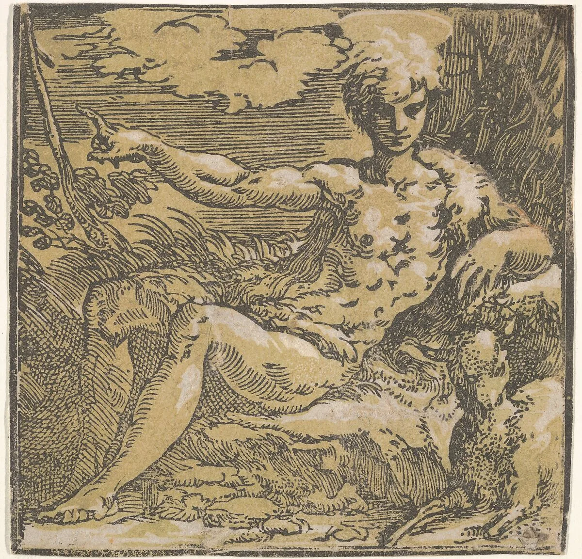 Saint John the Baptist in the desert, a lamb by his side — Antonio da Trento|Parmigianino (Girolamo Francesco Maria Mazzola)