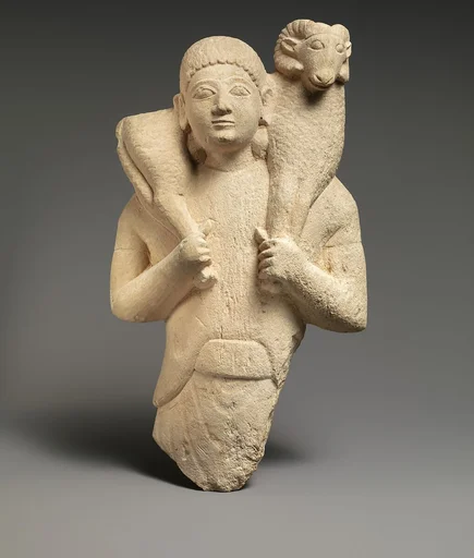 Limestone ram-bearer