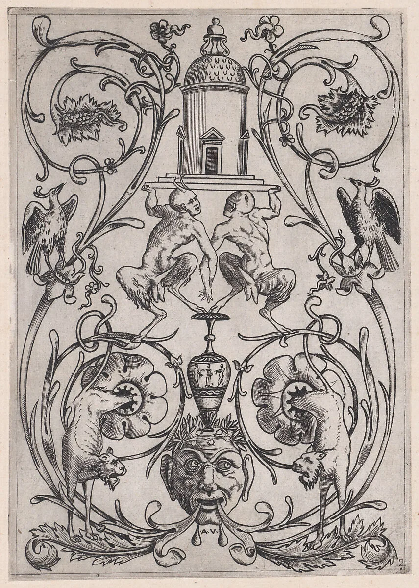 Ornamental Panel — Agostino Veneziano (Agostino dei Musi)|Raphael (Raffaello Sanzio or Santi)|Giovanni da Udine (Giovanni dei Ricamatori)