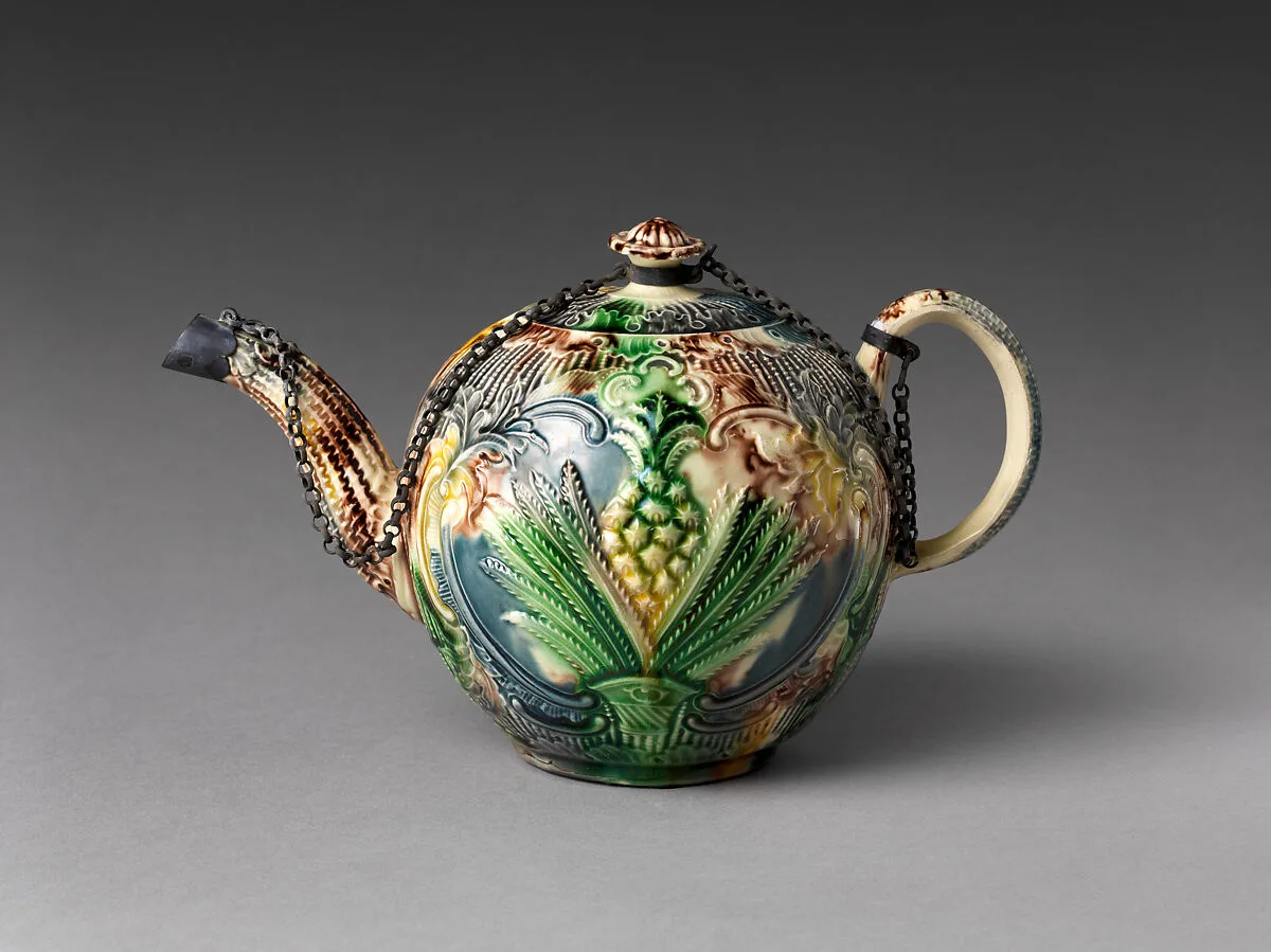 Teapot with relief decoration — Whieldon type