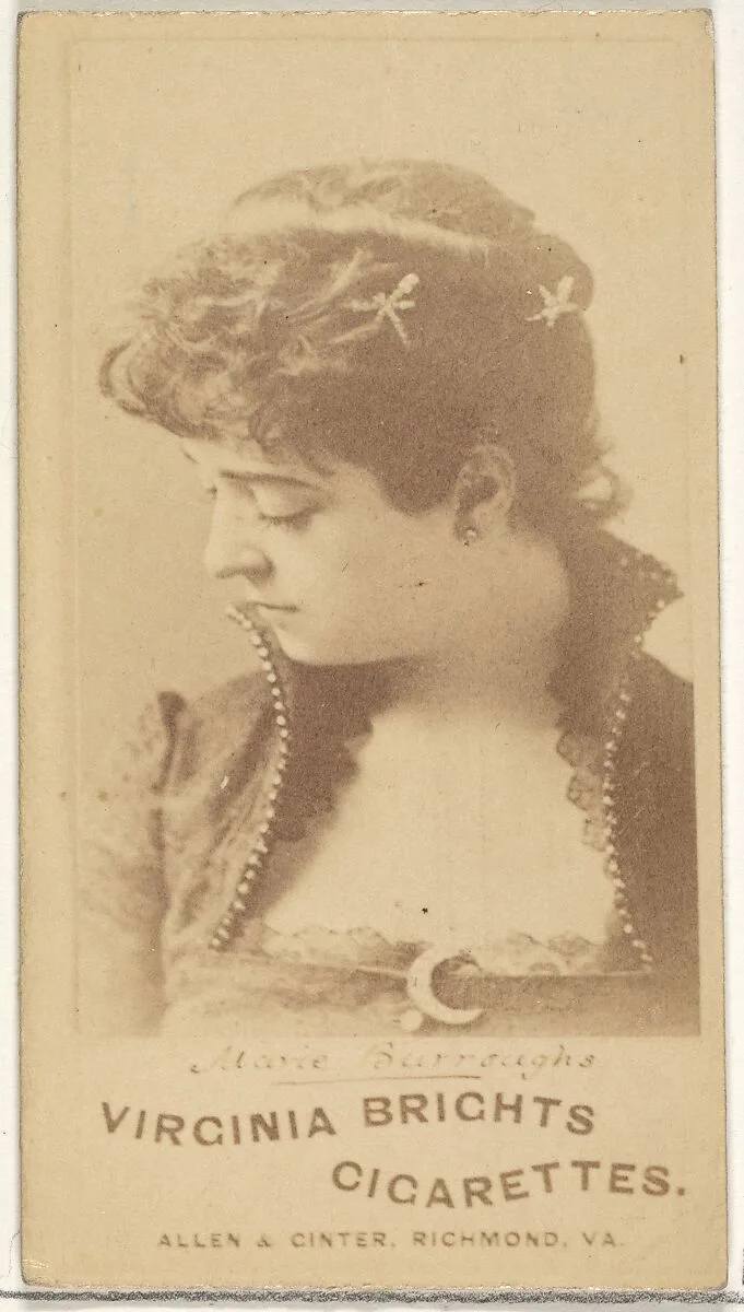 Marie Burroughs, from the Actors and Actresses series (N45, Type 1) for Virginia Brights Cigarettes — Allen & Ginter