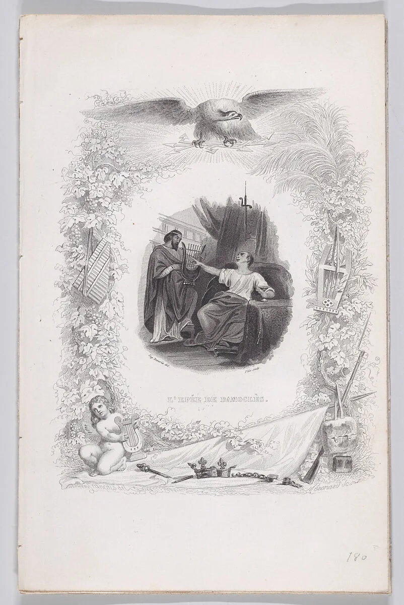 The Sword of Damocles, from "The Songs of Béranger" — Fournier & Perrotin|Pierre Jean de Béranger|Melchior Péronard|Eugène Devéria|François Plée|François-Louis Français