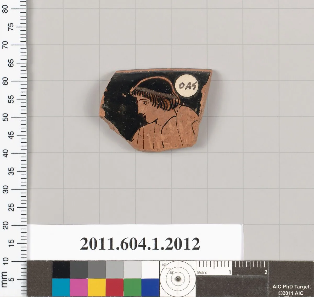 Terracotta rim fragment of a kylix (drinking cup) — Makron