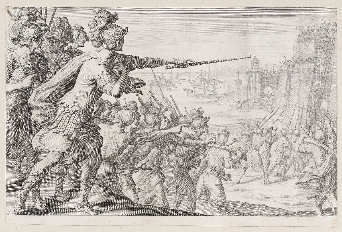 Prise de la Ville de Bone (Capture of the City of Bonne), from La Vie de Ferdinand Ier de Médicis série appelée aussi Les Batailles des Médicis (The Life of Ferdinand I de'Medici also called The Medici Battles) — Jacques Callot|Matteo Rosselli