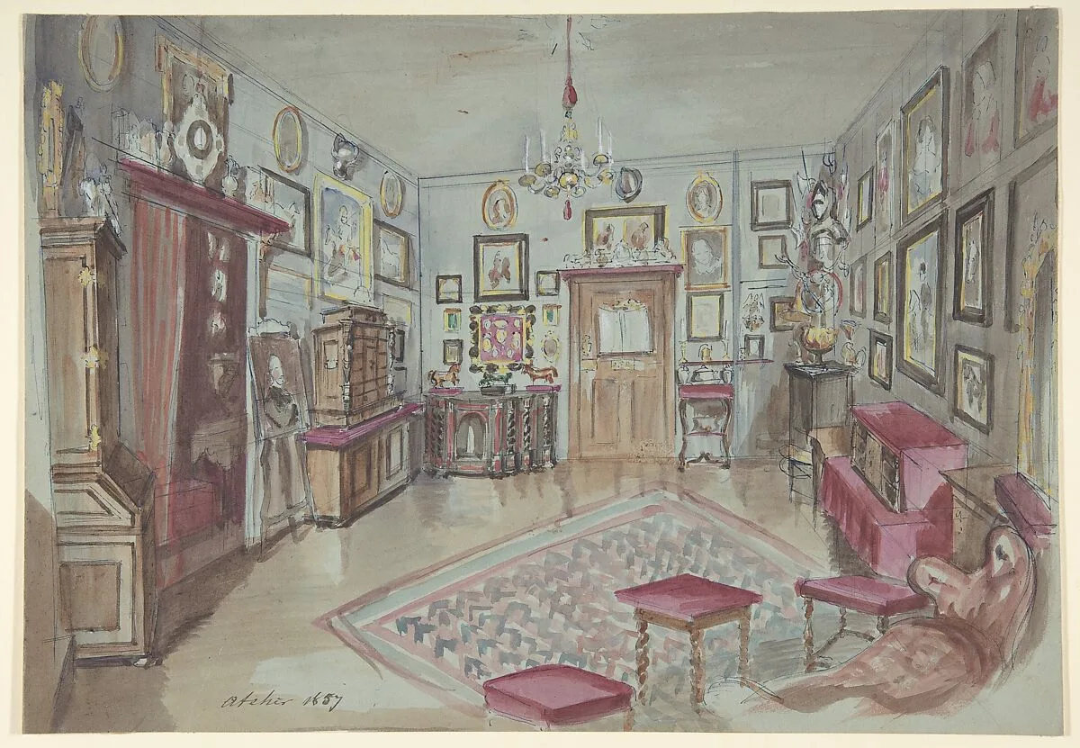 Drawing of an Interior: Atelier — Anonymous, French, 19th century