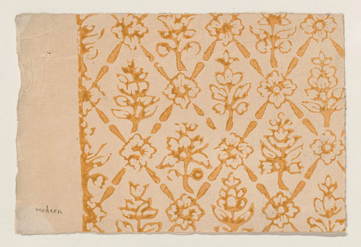 Sheet with overall floral pattern — Anonymous