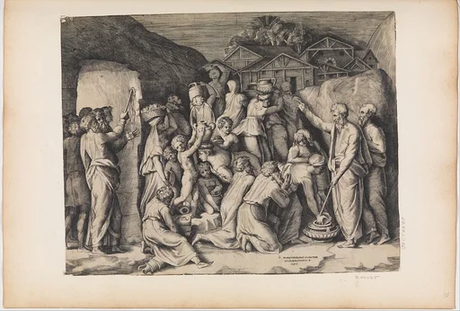 Moses Telling the Israelites to Gather Manna and Moses Striking the Rock