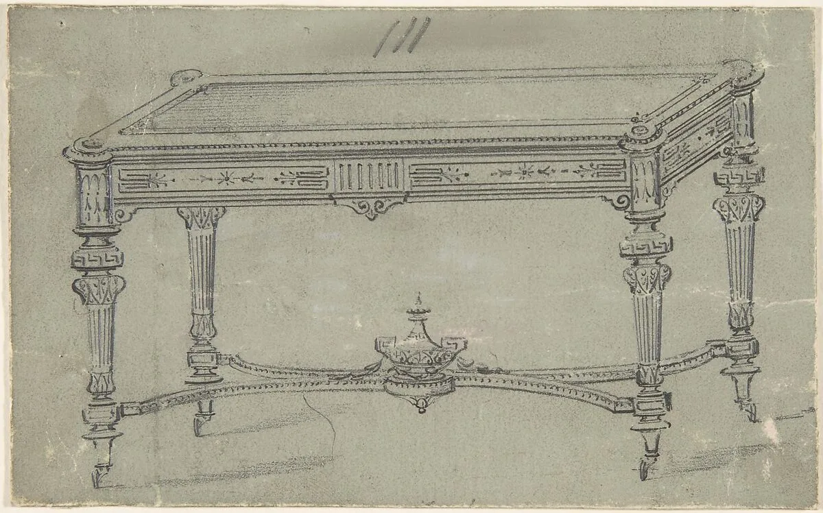 Design for a Rectangular Table with Greek Ornament — Anonymous, British, 19th century