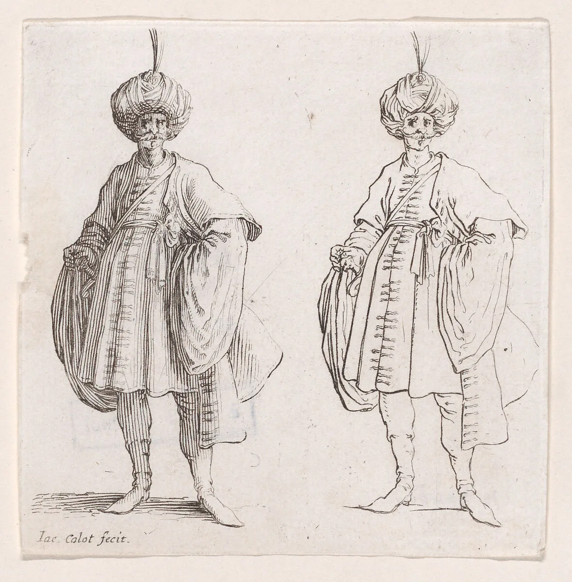 Turk Wearing Turban Seen from the Front, from Varie Figure (Various Figures) — Jacques Callot