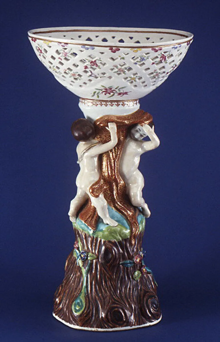 Fruit basket and stand (one of a pair) — Unknown
