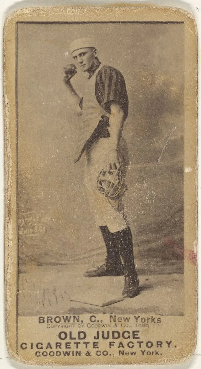 William "California" Brown, Catcher, New York, from the Old Judge series (N172) for Old Judge Cigarettes — Goodwin & Company