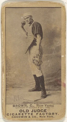 William "California" Brown, Catcher, New York, from the Old Judge series (N172) for Old Judge Cigarettes
