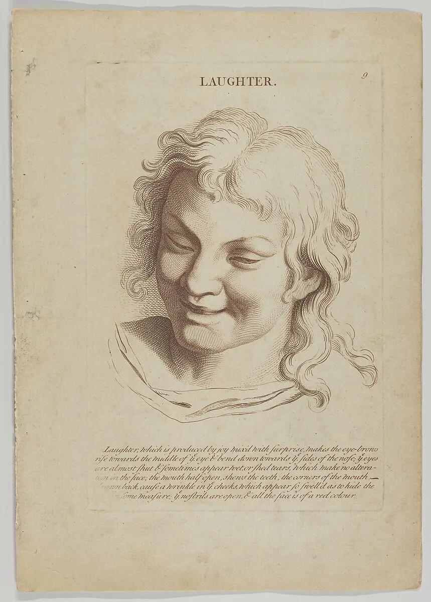 Laughter (from "Heads Representing the Various Passions of the Soul; as they are Expressed in the Human Countenance: Drawn by that Great Master Monsieur Le Brun") — Anonymous, British, 18th century|Charles Le Brun|Robert Sayer