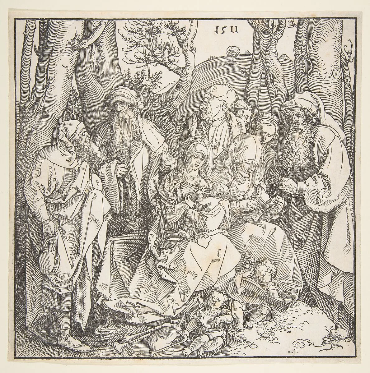The Holy Kinship with Lute Playing Angels — Albrecht Dürer
