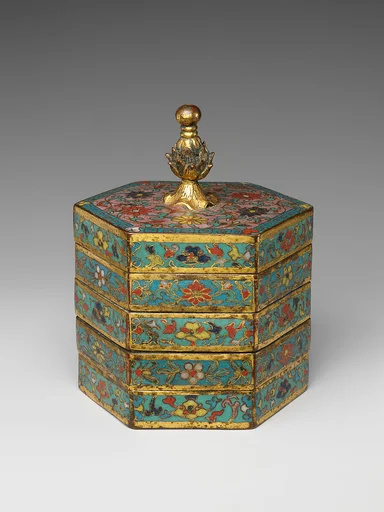 明萬曆 掐絲琺瑯纏枝蓮紋多層盒|Tiered box