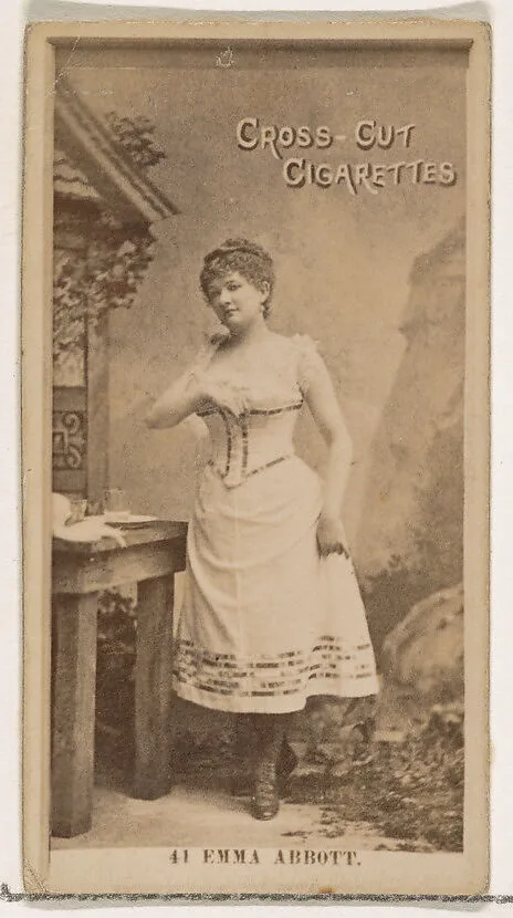 Card Number 41, Emma Abbott, from the Actors and Actresses series (N145-2) issued by Duke Sons & Co. to promote Cross Cut Cigarettes — W. Duke, Sons & Co.