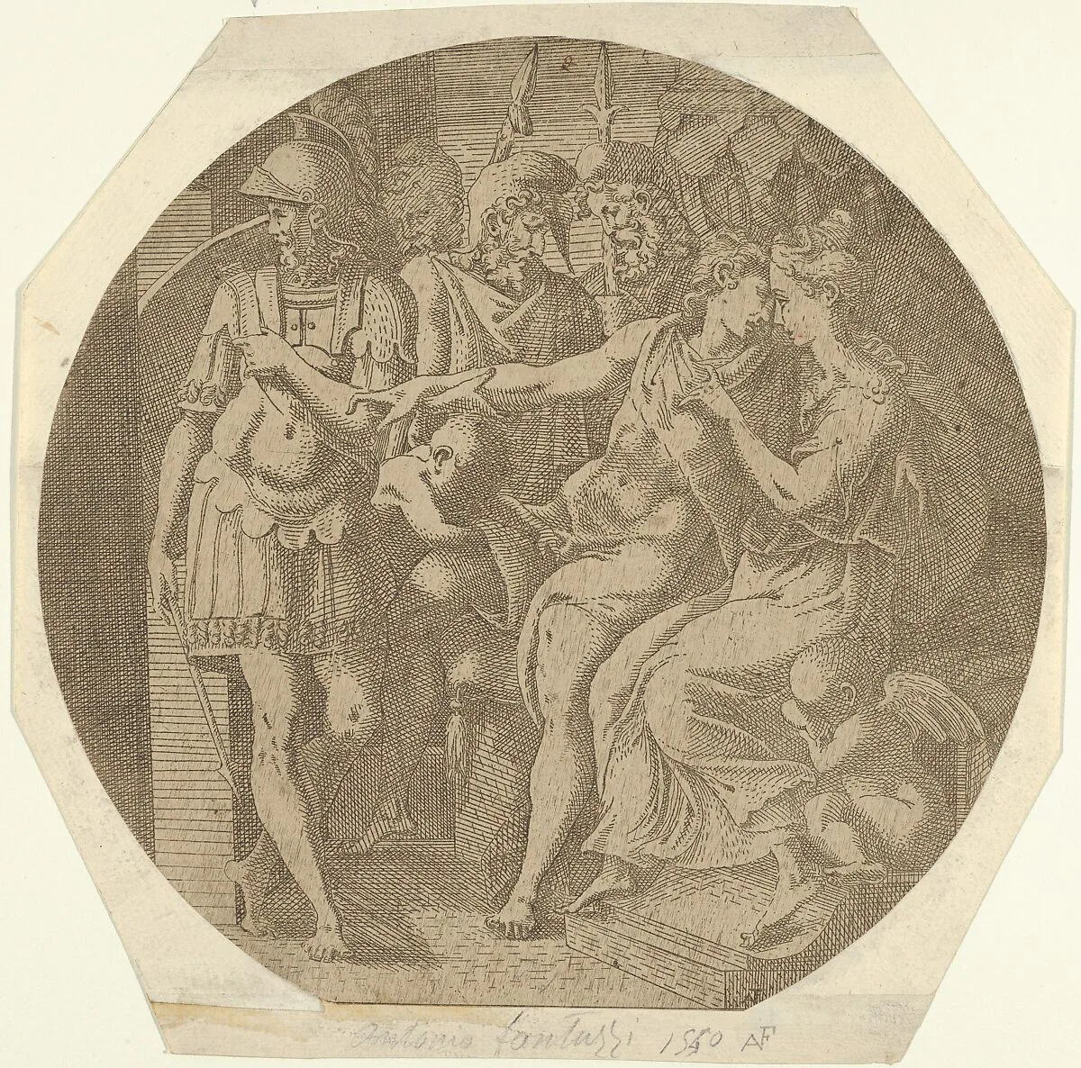 A Man Saying his Farewells to a Woman — Antonio Fantuzzi|Francesco Primaticcio