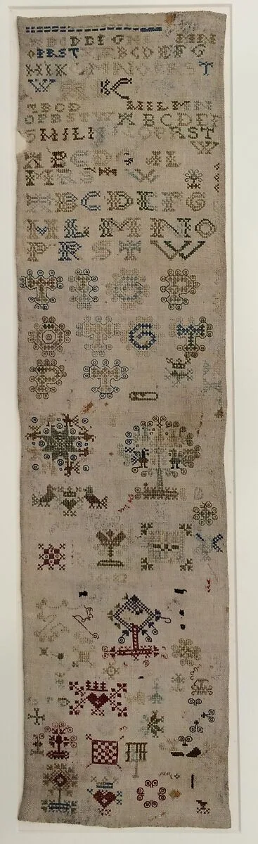Embroidered sampler — Unknown