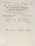 Receipt issued by Dr. Walter T. Spencer, Book Seller — Anonymous, British, 20th century