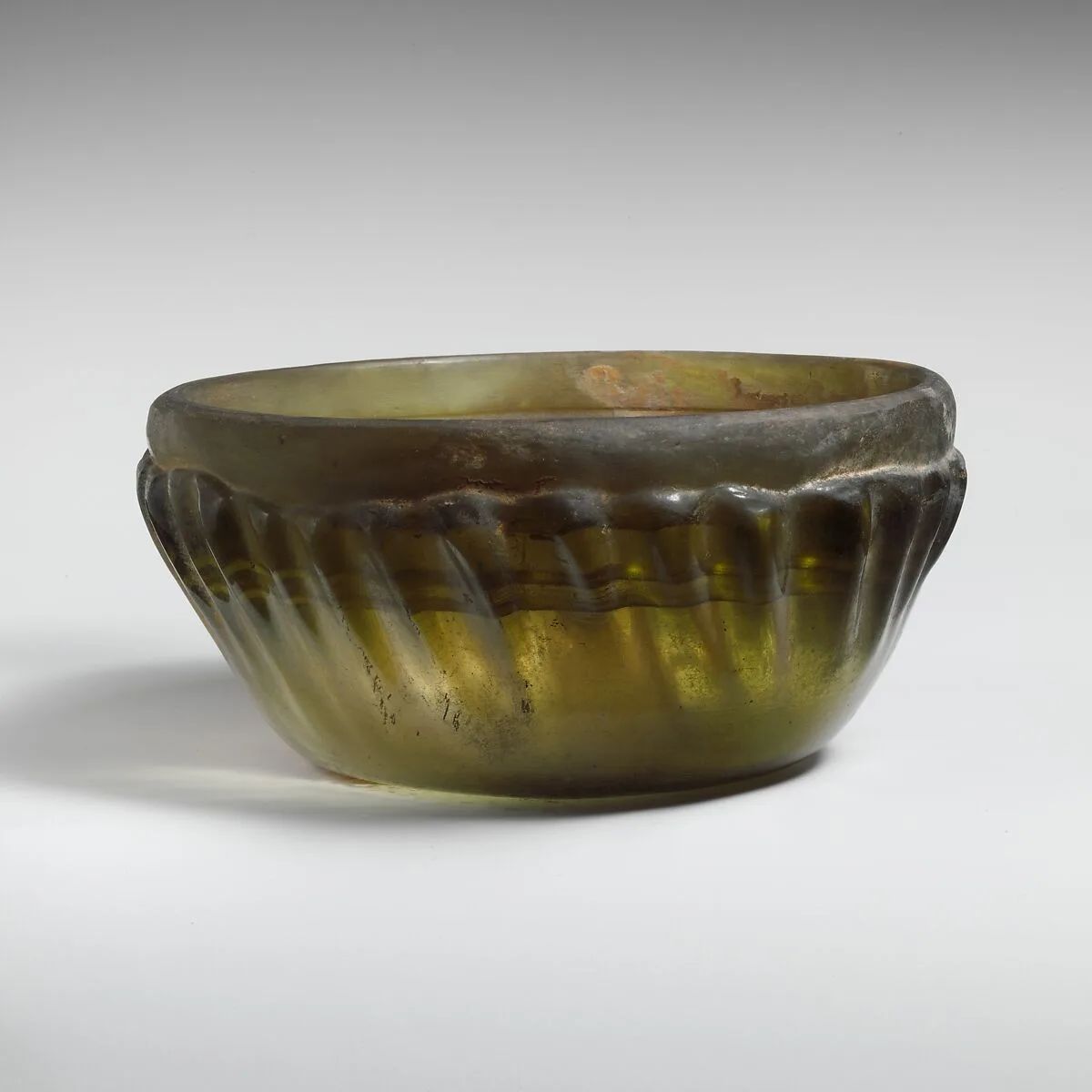 Glass ribbed bowl — Unknown