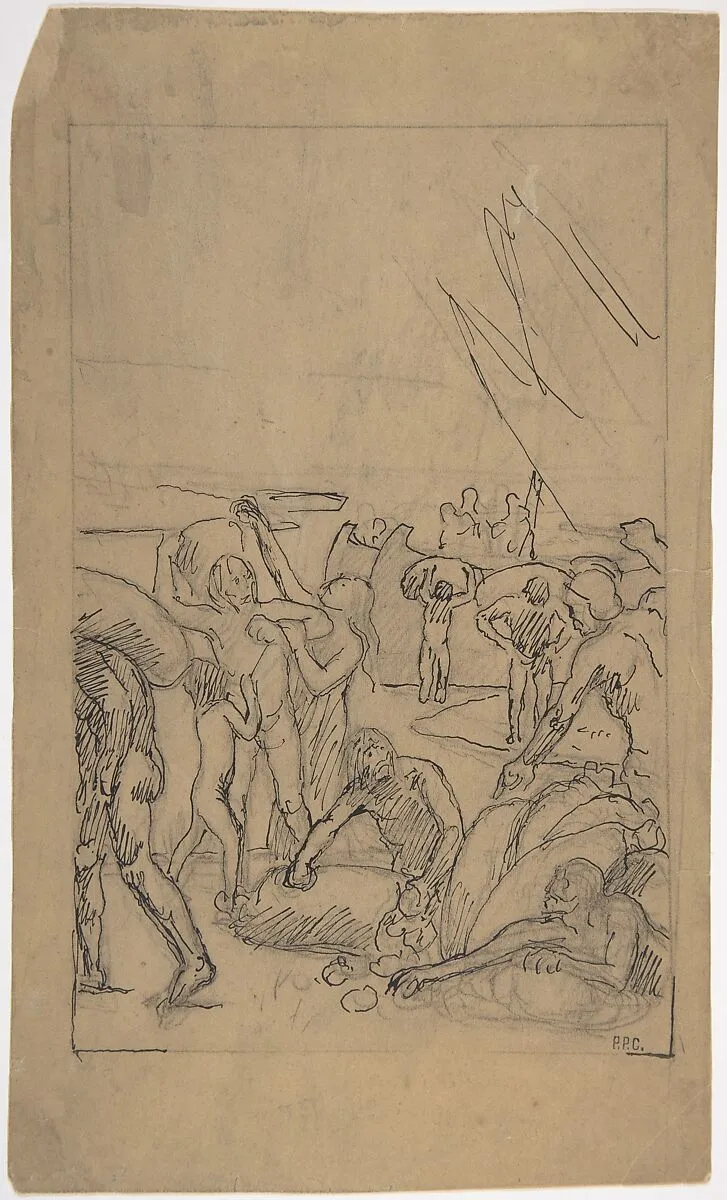 Figures Unloading Cargo from Sailing Vessels — Pierre Puvis de Chavannes