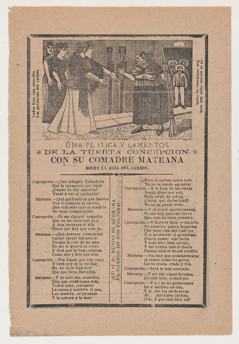 Broadsheet relating to a dialogue between Concepcion and her friend Mateana — José Guadalupe Posada|Antonio Vanegas Arroyo