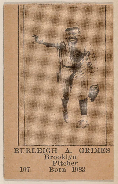 Burleigh A. Grimes, Brooklyn Pitcher, Baseball photos strip cards -- Brooklyn Dodgers (W504) — Universal Toy & Novelty Manufacturing Company